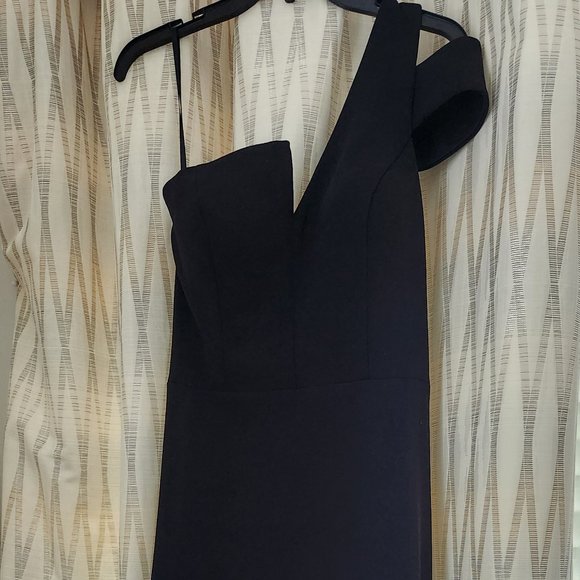 Aqua One-Shoulder Ruffled Gown - Picture 7 of 9